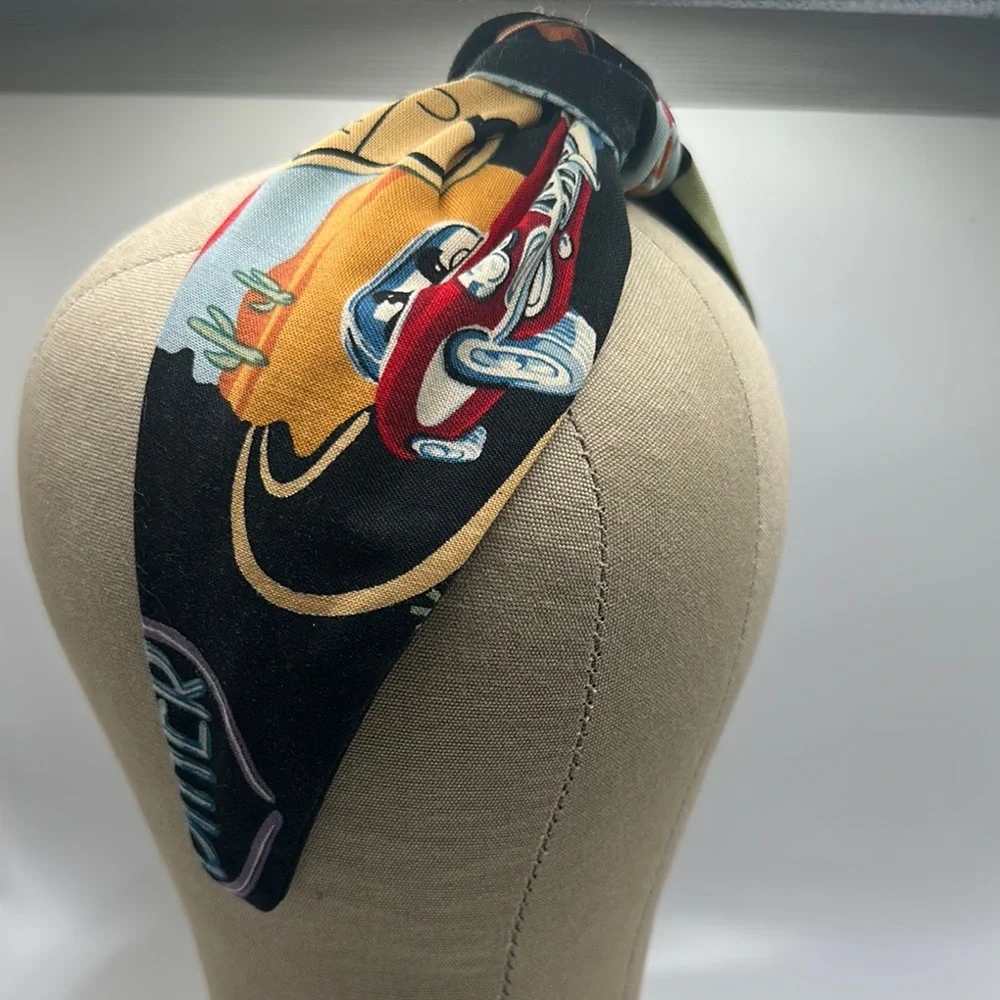 Handmade Rout 66 Colorful Graphic knotted Headband - Picture 2 of 5